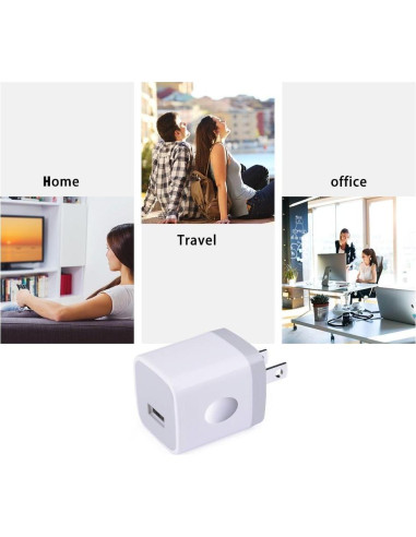 Cargador USB UorMe 1A 5V Pared 5 Paquetes Blanco