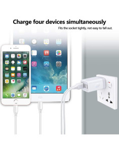 Cargador de Pared USB Hootek 4 Puertos 4.8A Blanco 2