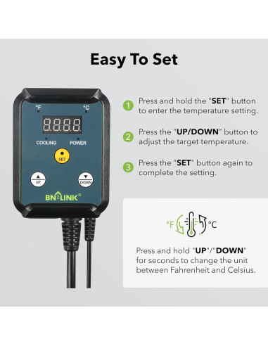 Controlador de Termostato Digital BN-LINK T7E(H) 1000W