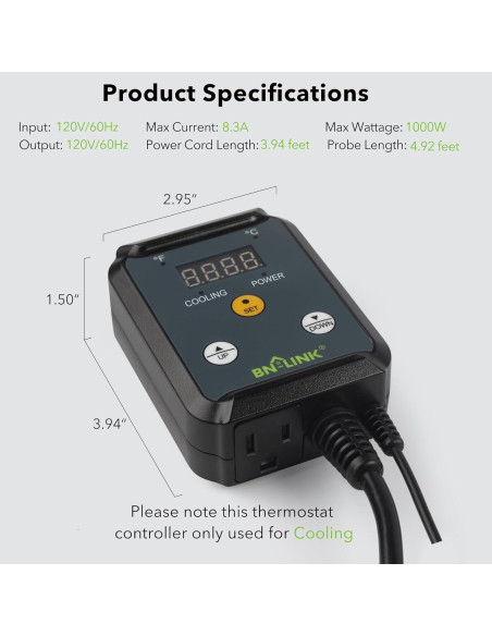 Controlador de Termostato Digital BN-LINK T7E(H) 1000W