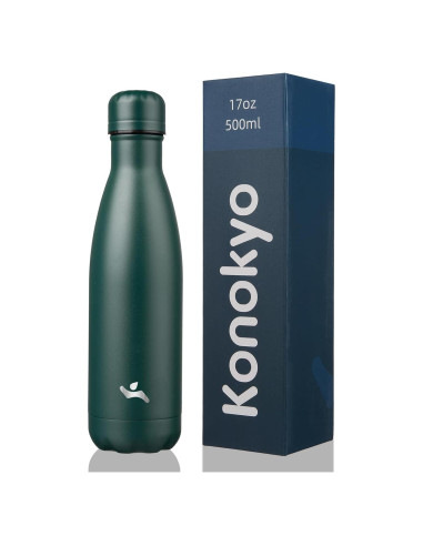 Botella de Agua Aislada Konokyo 0.5L Doble Pared Verde Militar