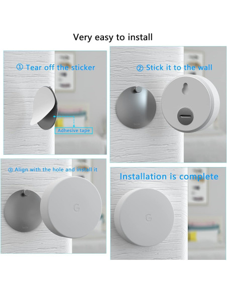 Soporte de Pared Teccle para Sensor de Temperatura Nest - Acero Inoxidable, Paquete de 4, Sin Agujeros