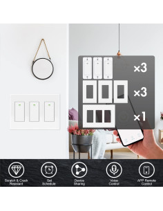 Interruptor Inteligente 3 Gang Bekca WiFi 2.4GHz Control Voz 2