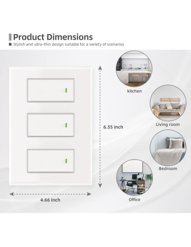 Interruptor Inteligente 3 Gang Bekca WiFi 2.4GHz Control Voz