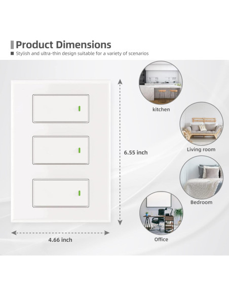 Interruptor Inteligente 3 Gang Bekca WiFi 2.4GHz Control Voz