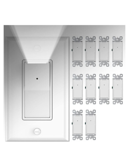 Paquete de 10 Interruptores de Luz SOZULAMP con Luz Nocturna LED 15A