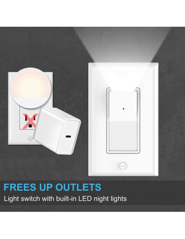 Paquete de 10 Interruptores de Luz SOZULAMP con Luz Nocturna LED 15A