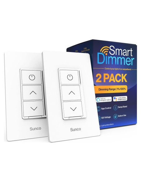 Interruptor de Atenuación Inteligente Sunco 2 Pack WiFi 80W