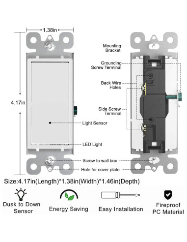 Paquete de 10 Interruptores de Luz SOZULAMP con Luz Nocturna LED 15A