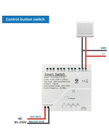 Controlador de Temperatura Zigbee MHCOZY con Sonda DS18B20