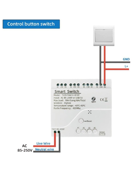 Controlador de Temperatura Zigbee MHCOZY con Sonda DS18B20