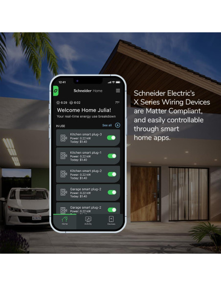 Interruptor WiFi Square D X 15A Monitoreo Energía Negro
