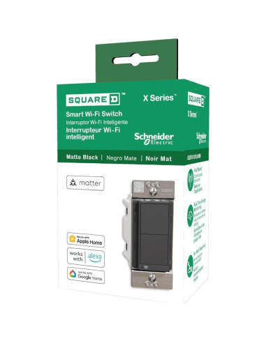 Interruptor WiFi Square D X 15A Monitoreo Energía Negro