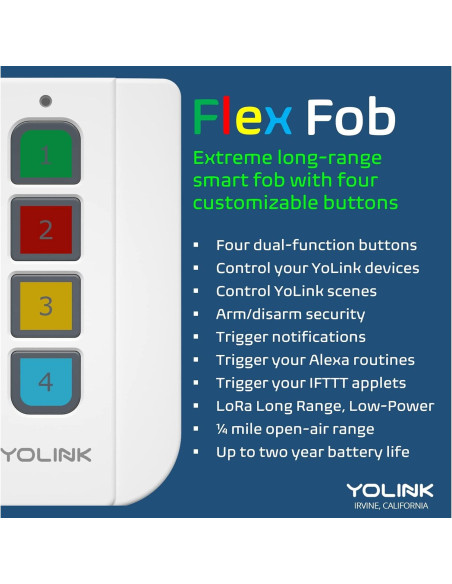 Mando Inteligente YoLink FlexFob 4 Botones, Control Alexa e IFTTT