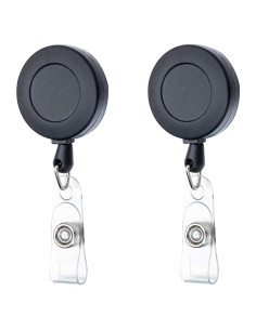 Porta Credenciales Retráctil KINGSUM Negro 2 Pcs Clip