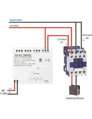 Controlador de Temperatura Zigbee MHCOZY 4 Canales 12V