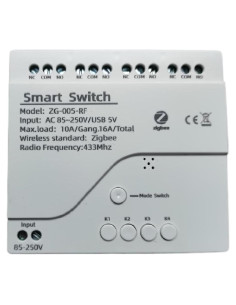 Interruptor Relé Inteligente ZigBee Genérico 4 Canales Blanco