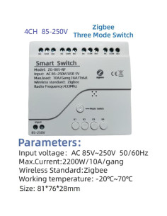 Interruptor Relé Inteligente ZigBee Genérico 4 Canales Blanco 2