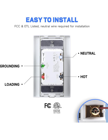 Interruptor de Luz Inteligente ZHEJIANG YUANTAI Wi-Fi 2.4GHz