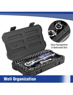 WORKPRO Juego de 39 Piezas de Enchufes Métricos y Carraca 2