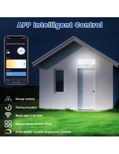 Luz de Seguridad Exterior EMANER 2-Pack Ajustable 2700K-6500K