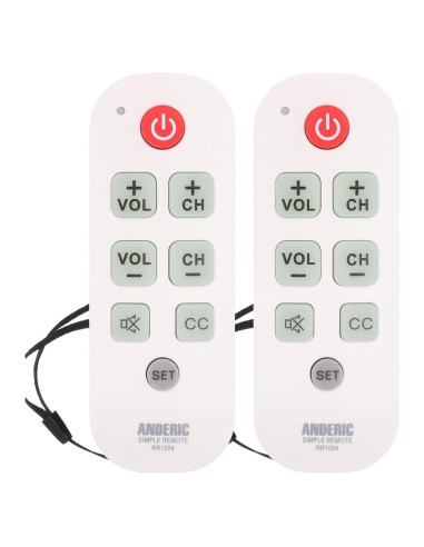 Control Remoto Universal Anderic RR1004 - 2 Paquete, Teclas Grandes