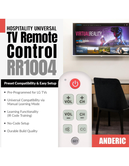 Control Remoto Universal Anderic RR1004 - 2 Paquete, Teclas Grandes