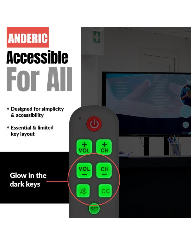 Control Remoto Universal Anderic RR1004 - 2 Paquete, Teclas Grandes