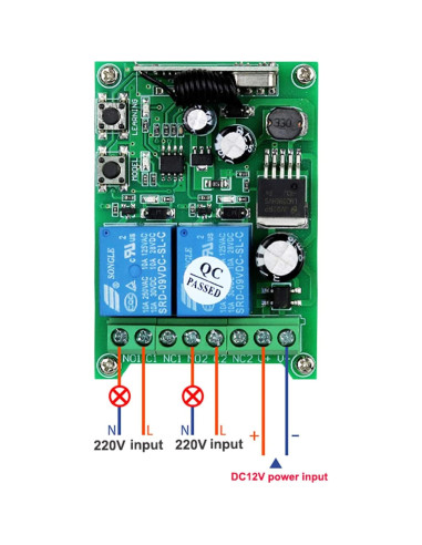 Interruptor Remoto Inalámbrico Kaleinavi 2 Canales 12-48V