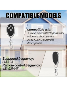 Abridor de Puerta Remoto Kingdder 3 Pcs 433.92MHz 2