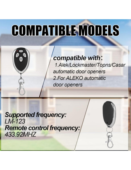 Abridor de Puerta Remoto Kingdder 3 Pcs 433.92MHz