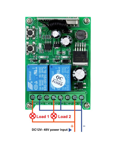 Interruptor Remoto Inalámbrico Kaleinavi 2 Canales 12-48V