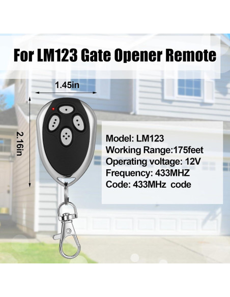 Abridor de Puerta Remoto Kingdder 3 Pcs 433.92MHz