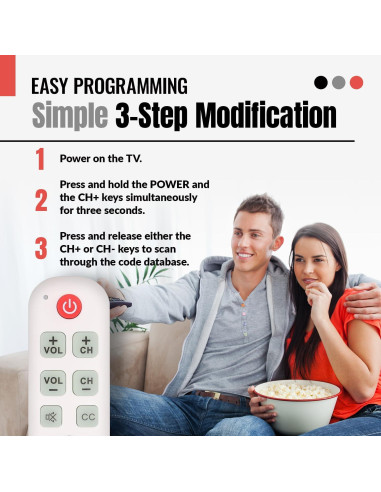 Control Remoto Universal Anderic RR1004 - 2 Paquete, Teclas Grandes