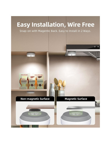 Luces Puck EZVALO con Sensor de Movimiento, 3 Paquete