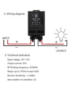 Interruptor Remoto Inalámbrico ZHOFONET IP65 40A DC12V-72V 2