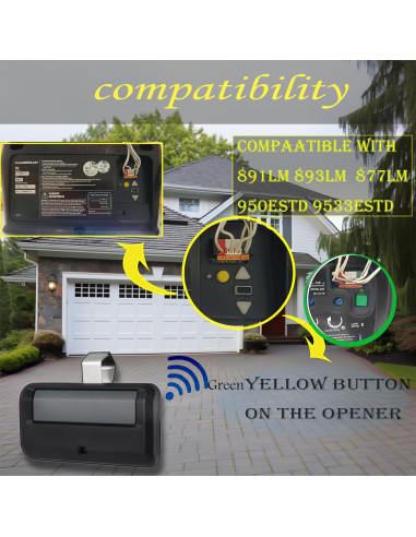 Control Remoto 891LM Werhoo para Garaje Amarillo Verde