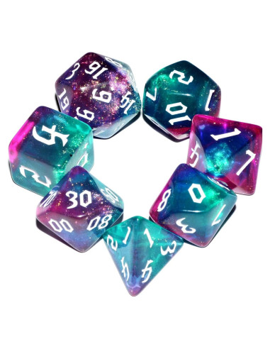 Conjunto de Dados Galaxy QiAN SiMAi 7 Piezas Verde y Púrpura