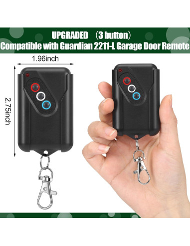 Control Remoto de Puerta de Garaje Kingdder 2 Pcs 3 Botones
