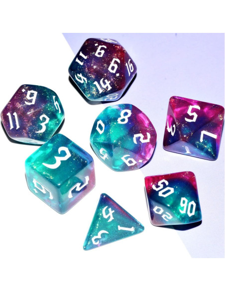 Conjunto de Dados Galaxy QiAN SiMAi 7 Piezas Verde y Púrpura