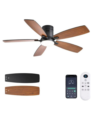 Ventilador de Techo FUMLTP 52" Marrón con Luz LED y Control Remoto