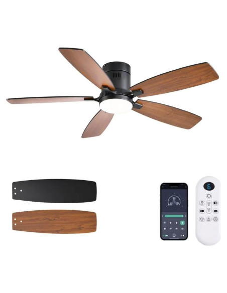 Ventilador de Techo FUMLTP 52" Marrón con Luz LED y Control Remoto