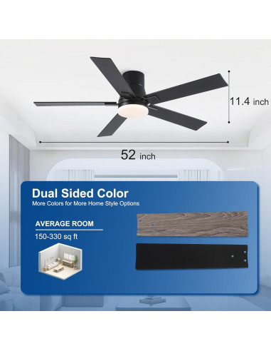 Ventilador de Techo Rayqueen 132 cm Negro con Control Remoto