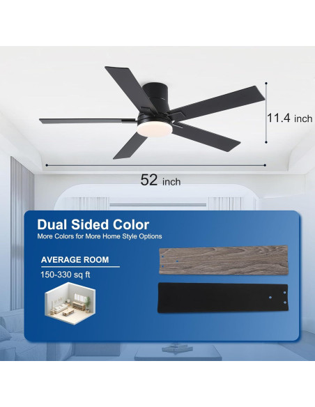 Ventilador de Techo Rayqueen 132 cm Negro con Control Remoto