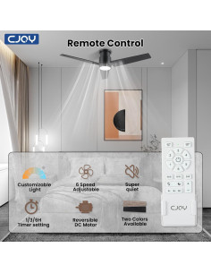 Ventilador de Techo CJOY 48" con Luz LED y Control Remoto 2