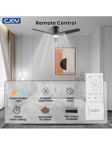 Ventilador de Techo CJOY 48" con Luz LED y Control Remoto
