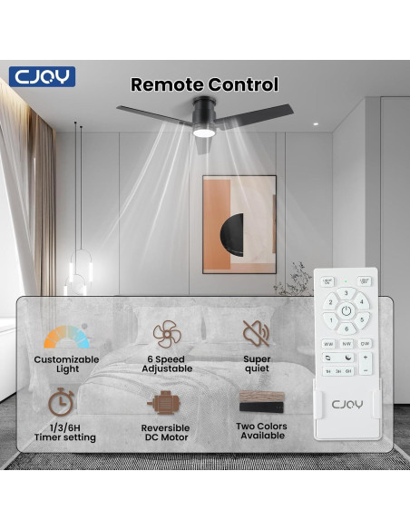 Ventilador de Techo CJOY 48" con Luz LED y Control Remoto