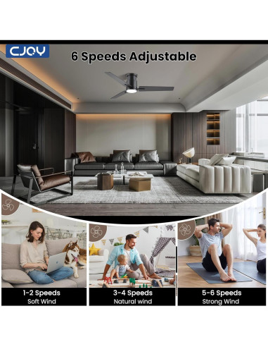 Ventilador de Techo CJOY 48" con Luz LED y Control Remoto