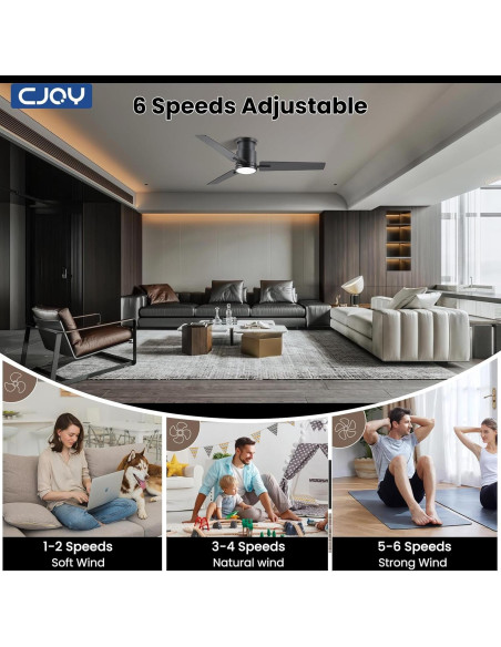 Ventilador de Techo CJOY 48" con Luz LED y Control Remoto