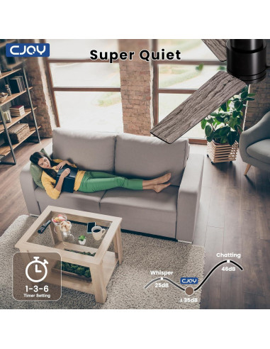 Ventilador de Techo CJOY 48" con Luz LED y Control Remoto